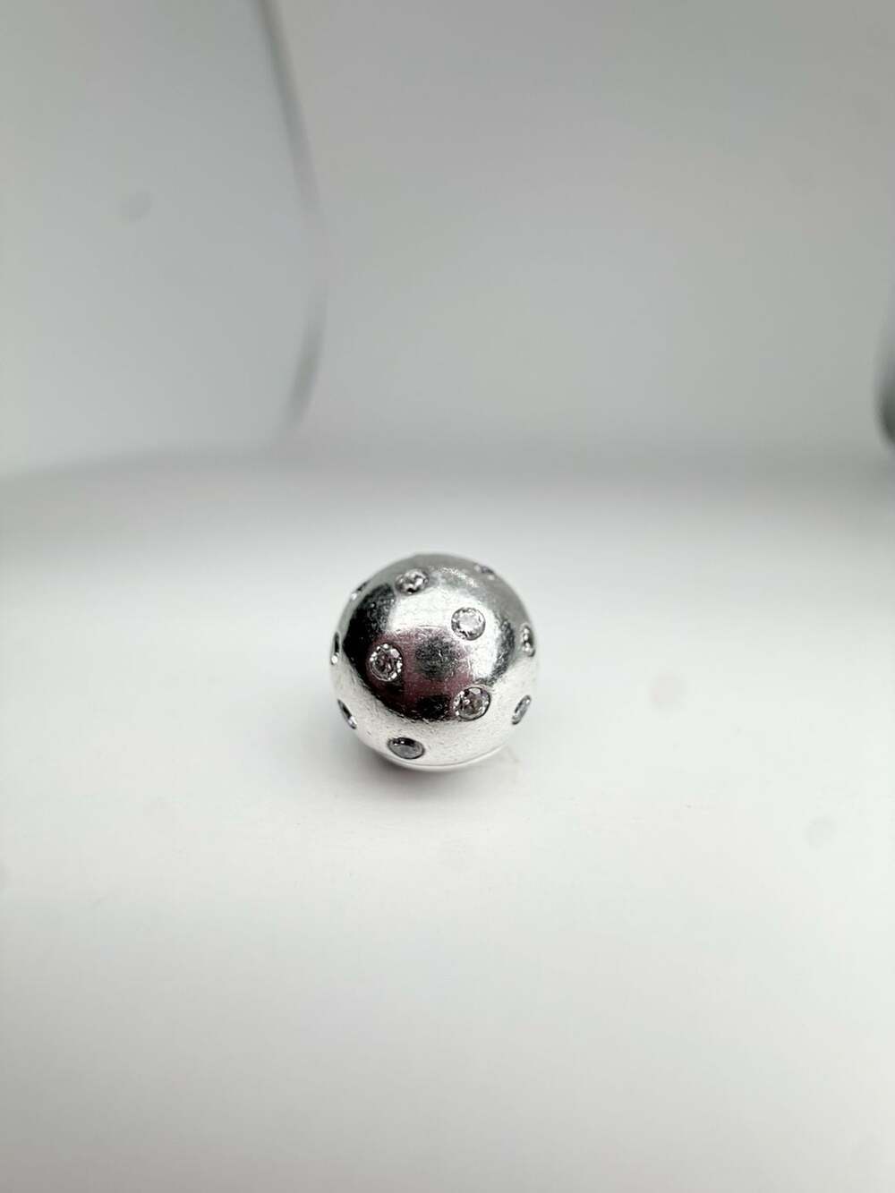 Pandora Silver Pave Sparkling Ball Charm Bead S925 ALE